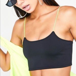 Dolls Kill Black Crop Top with Neon Straps